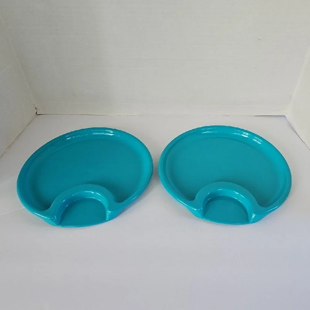 Set of 6 Pampered Chef Party Outdoor Picnic Plastic Plates #2823 Blue / Green